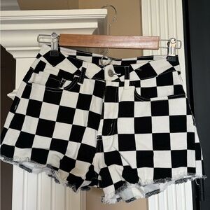 Checkered white and black Alter’d State shorts
